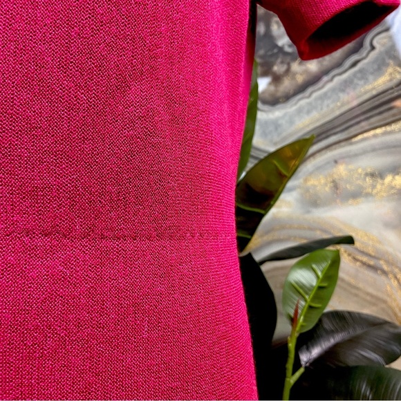 VINTAGE Raspberry Pink Virgin Wool Mohair 60s Jackie O Midi Dress Mad Men Medium - Picture 8 of 10